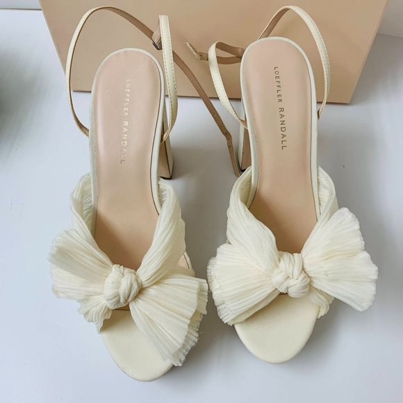Loeffler Randall Natalia Platform Bow Heel Sz 9B Pearl White - Picture 3 of 16